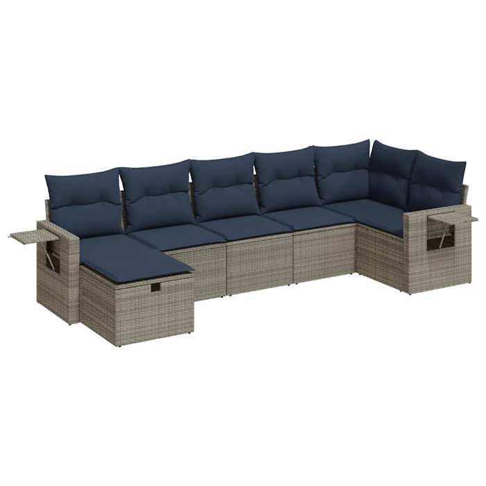 VidaXL Salon de jardin avec coussins 7 pcs gris résine tressée 3325507
