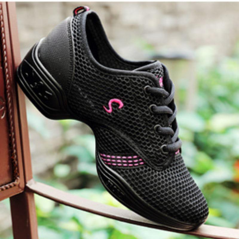 

Танцевальная сетчатая обувь для женщин Удобная спортивная обувь для современного джазового танца 34 красный/чёрный