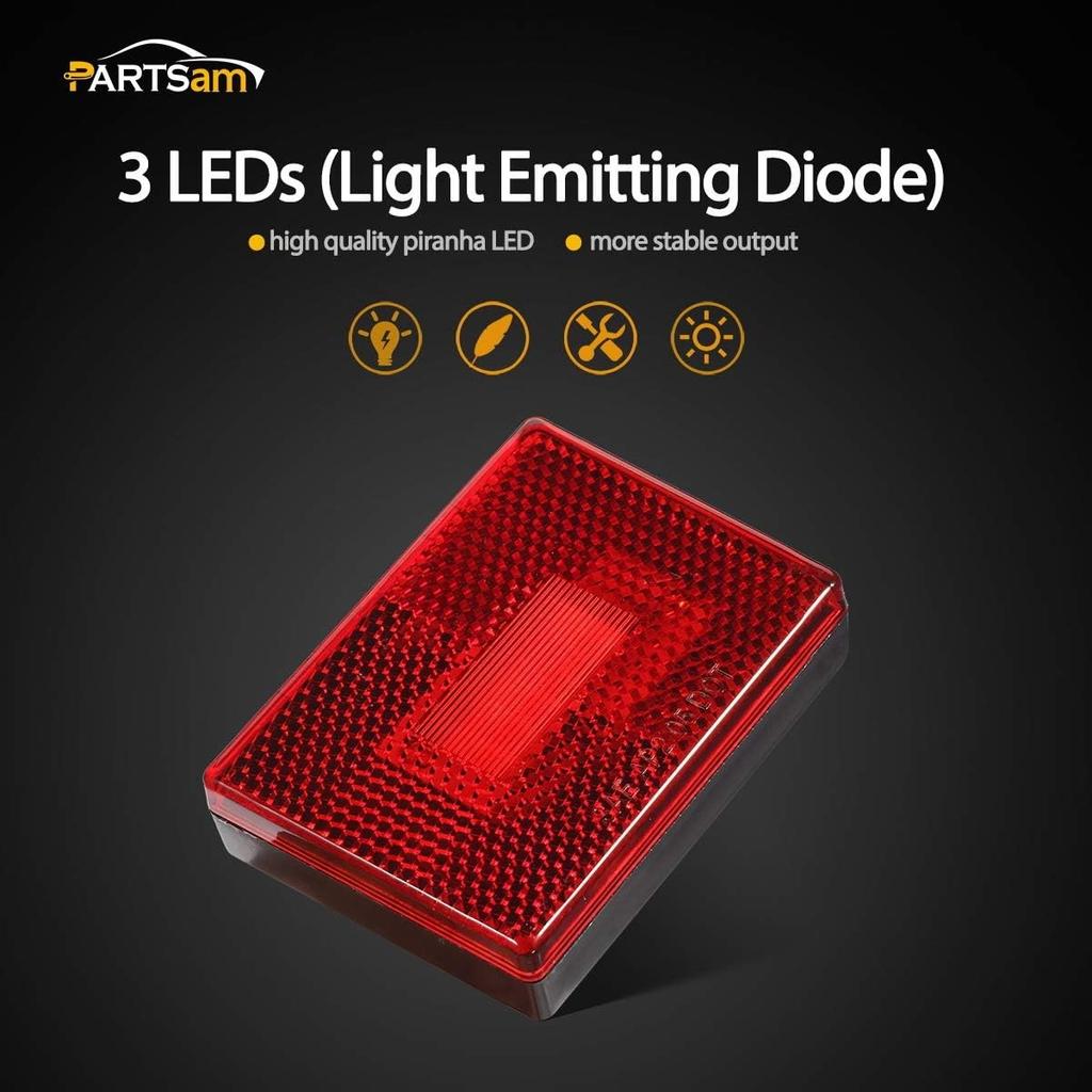 4 Pcs(2Amber 2Red) Square LED Trailer Clearance Side Marker Light with Reflector