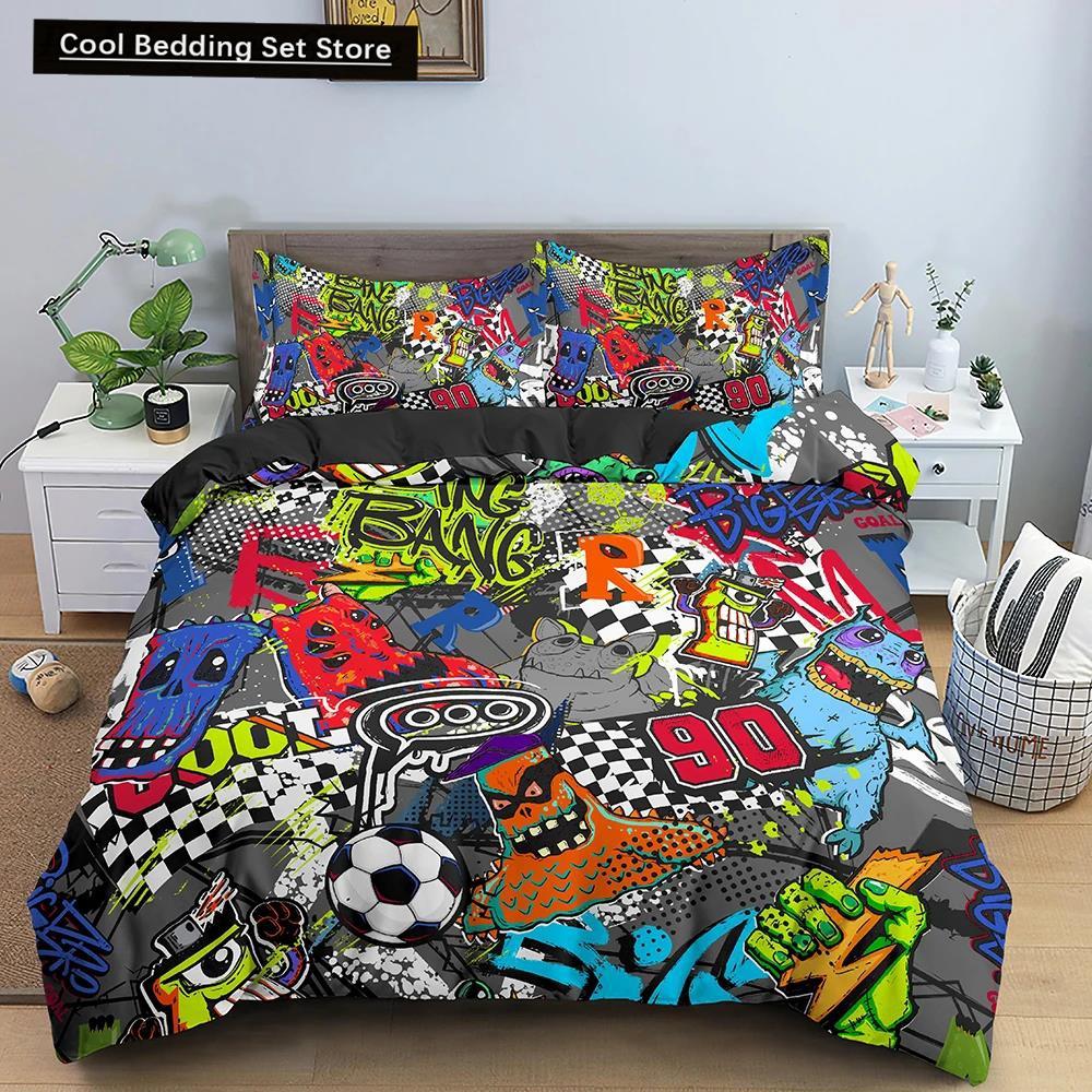 Bedding Set For Baby Kids Child 3D Cartoon Graffiti Crib Duvet Cover Pillowcase 2/3Pcs Polyester Quilt Cover King Queen Full