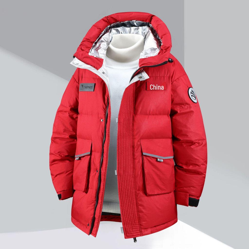 Giacca da Sci da Uomo Taglie Forti - Lunghezza Media, Addensata Calda, Piuma d'Anatra Bianca, Tre Proof Capo Invernale.