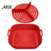 Microwave Safe Silicone Tray 2PCS Air Fryer Baking Pan with Handles, Square And Rectangular Multi Purpose Dish Oven Set, Nonstick Liner for