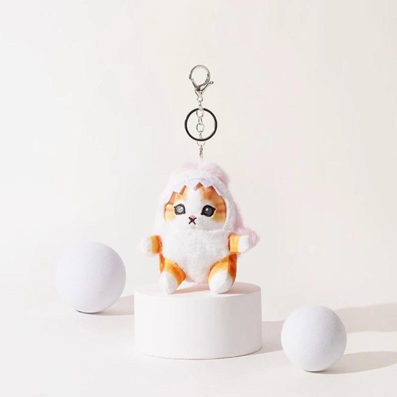Cartoon Plush Cat Charm Keychains Sweet Cute Pendant Car Keyring Backpack Decoration Fashion Jewelry for Women Girls