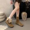 Inner heightening velvet short boots cotton shoes for women's new winter warm Martin boots leather snow boots for women