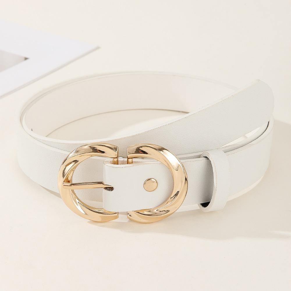 Casual Double D Buckle Waistband Simple Waist Strap Women Fashion Leather Belt  Waist Decoration