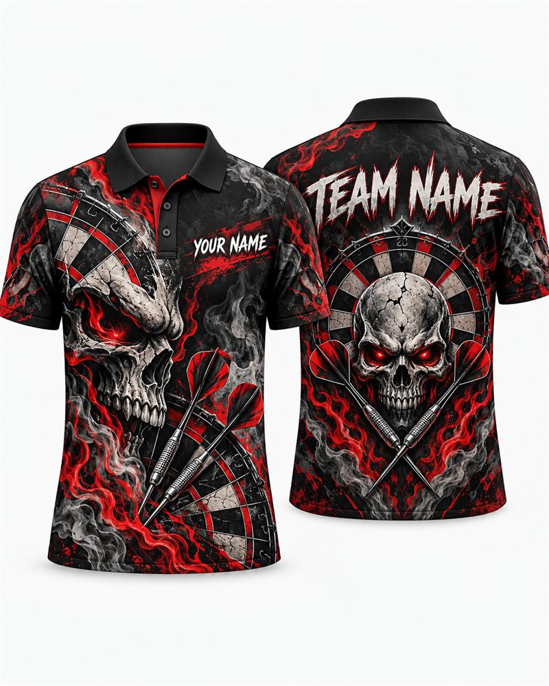 Unisex womenCustom Darts Polo Shirt Men Personalized Team Name 3D Printed Short Sleeve Breathable Sports Jersey for Tournament Training