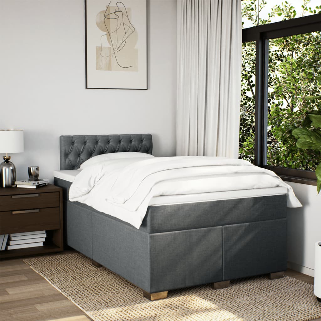 Vidaxl Continental Bed With Mattress, Dark Grey Fabric 120X200 Cm