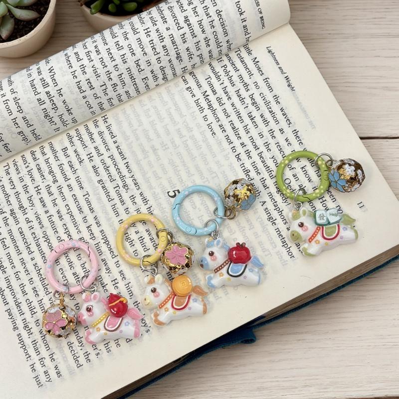 Funny Cartoon Pony Keychain Pendant Animals Key Ring Year Of The Horse Backpack Decoration Accessories Gifts Cute Fashion