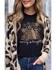 Azura Exchange Leopard Christmas Tree Graphic Print T-Shirt