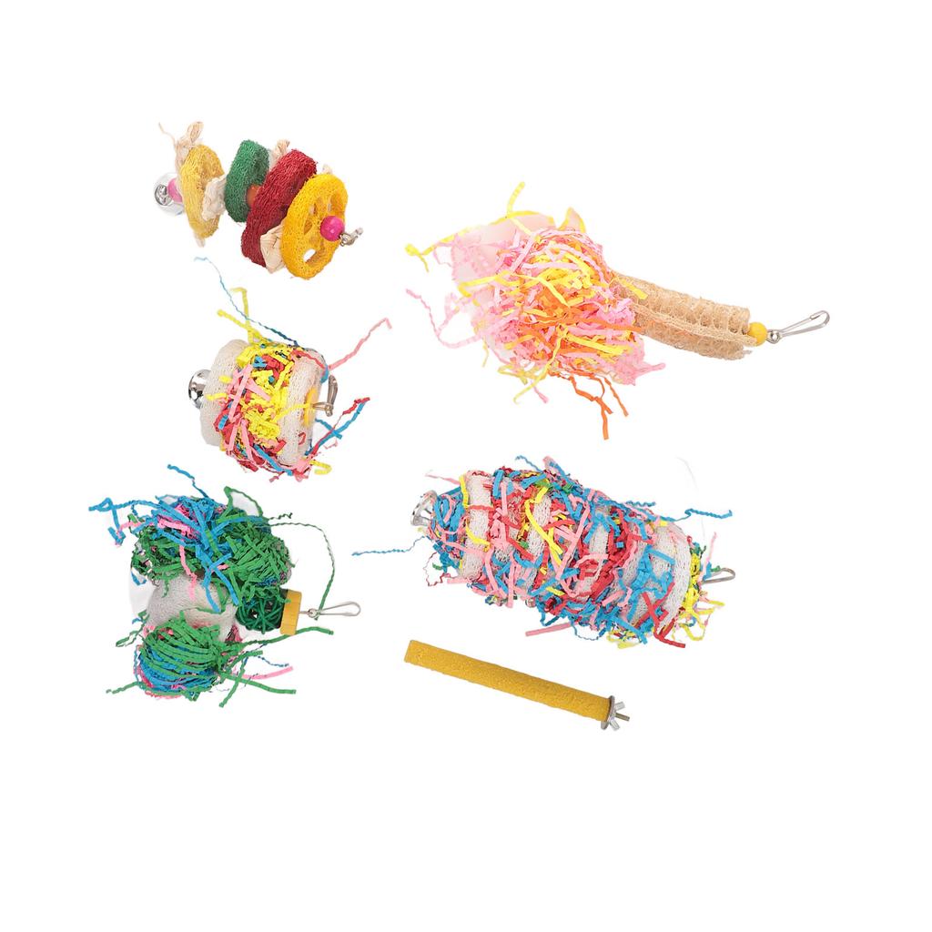 Bird Shredding Toy Colorful Boredom Relief Parrot Chewing Perch Toy Set for Cockatiels Lovebirds Parakeets