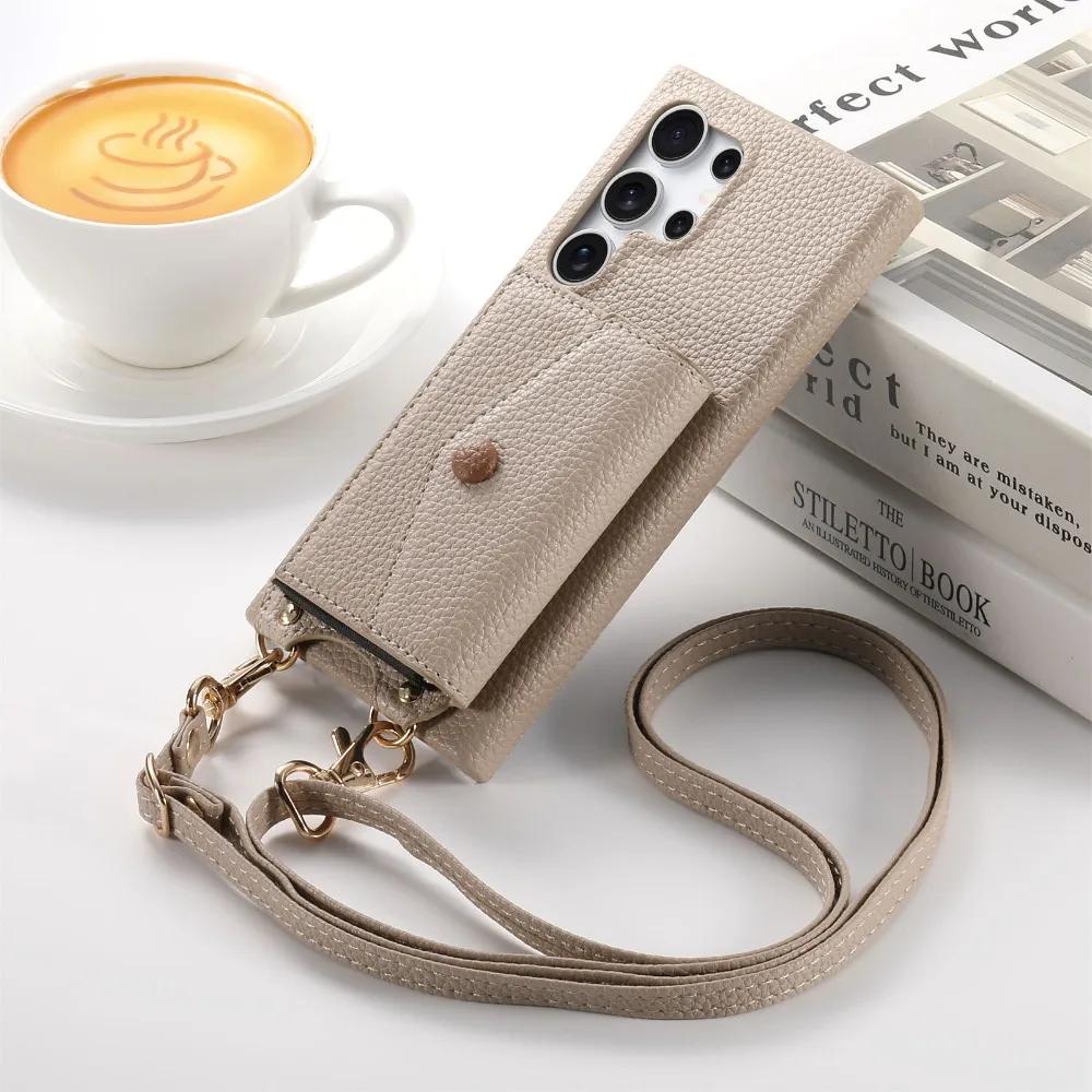 Crossbody Wallet with Card Holder Phone Case for Samsung S25 S24 S23 S22 Ultra Plus A56 A36 A26 A16 A06 A55 A35 A15 A25 Cover