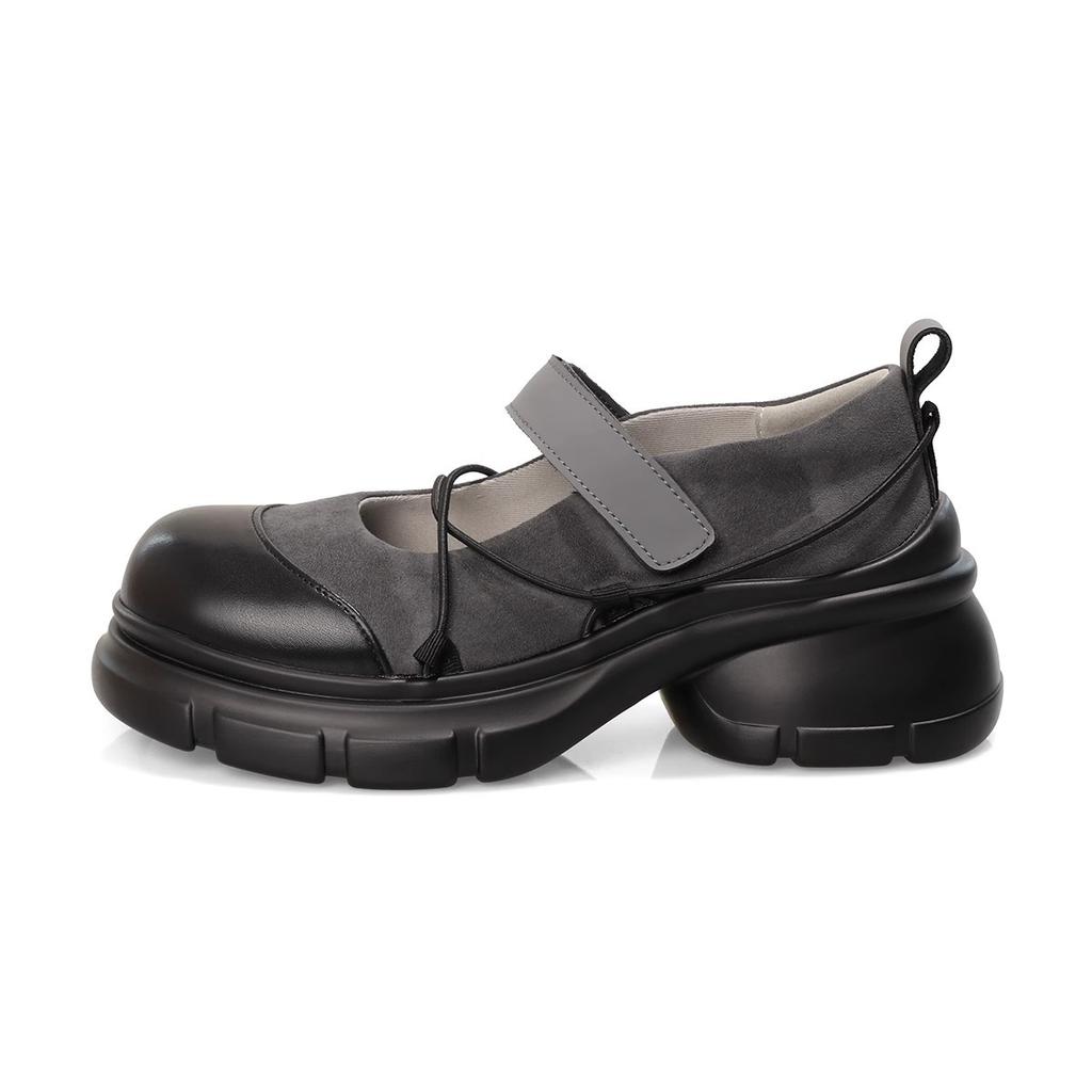 Platform Mary Jane Shoes Women's Spring and Summer New Versatile Height Increase Versatile Small Leather Shoes Casual Velcro Single Shoes Women