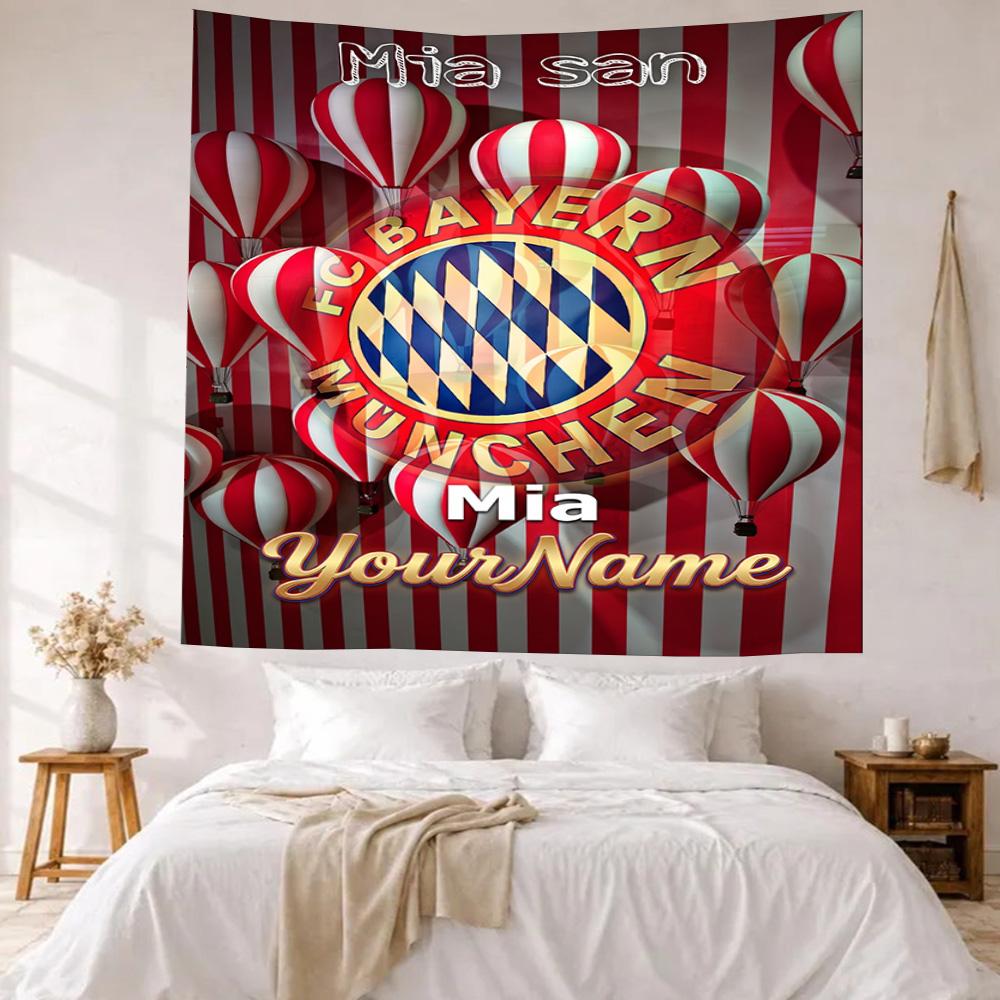 Bayern Munich Custom Your Name Wall Decor Tapestry Art For Pet Memorial Birthdaywedding Party Backdrop Family Gift