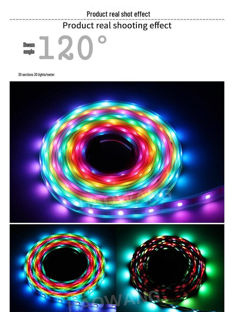 WS2813 Dream Color 5050 RGB LED Strip with Built-in IC Driver and Breakpoint Resume, DC5V