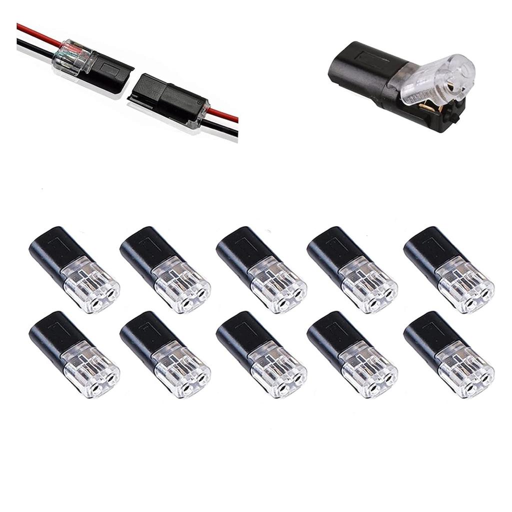 10/20 buc Conector dublu cu fir cu cataramă de blocare Conector LED conectabil, 2 pini, 2 căi, universal compact, sârmă