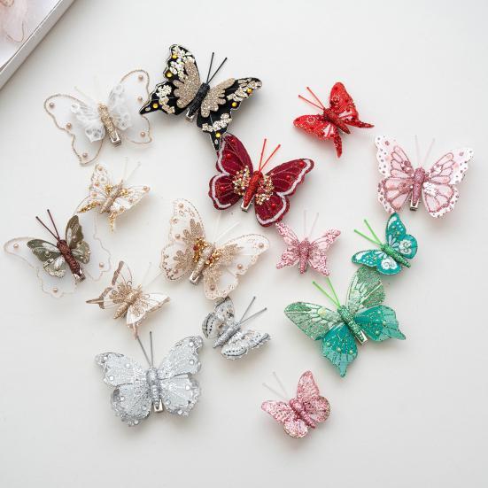 DIY Craft Butterfly Ornaments 1 Set Glitter Christmas Ornament, Double Layer Sequins Glittery Tree Decorations Hanging Decor for Tree, Festive Holiday