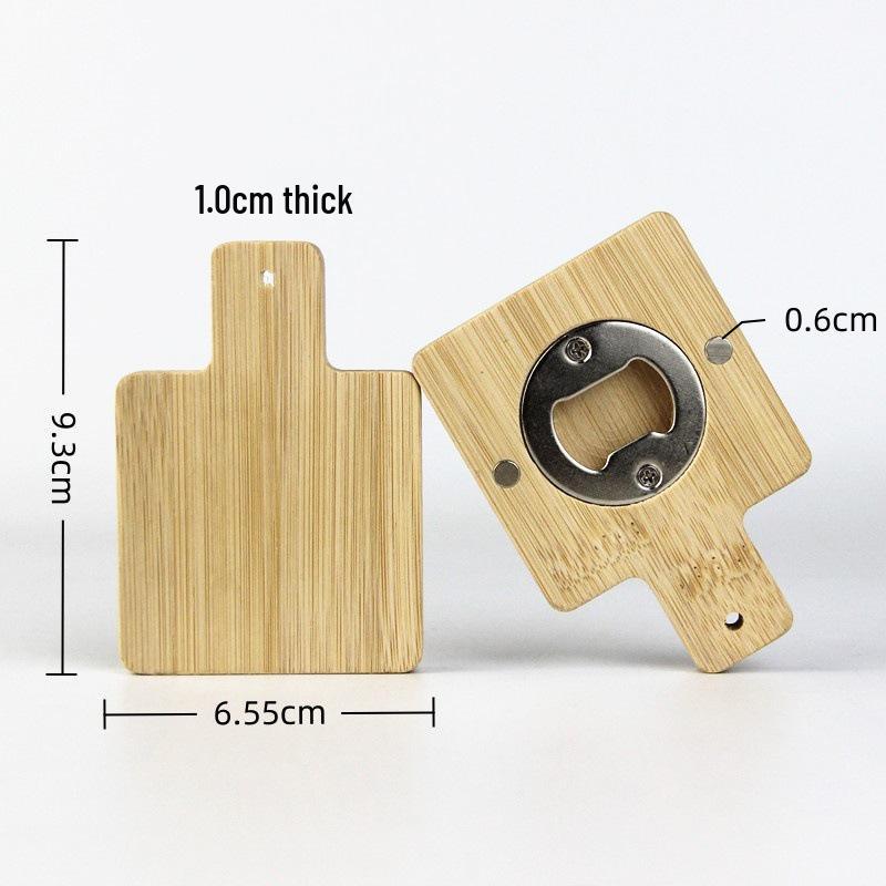 Magnetic Bamboo Wood & Stainless Steel Bottle Opener/Fridge Magnet Multi-functional Sticker, zkp-02.