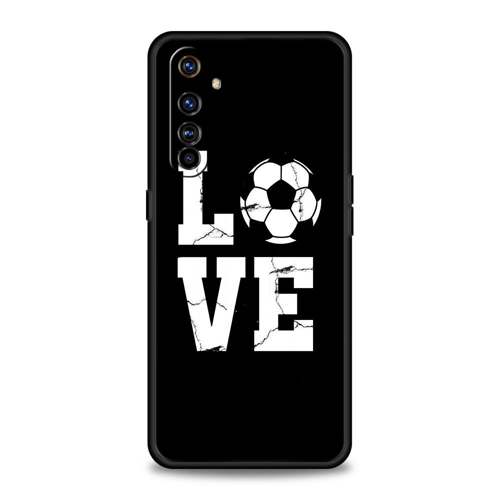Football Player Soccer Art Phone Case For Realme 12 11 10 6 7 9 Pro Plus 8 5G C35 8i 9i GT2 GT3 GT5 GT Neo 2 3 5 Black Cover