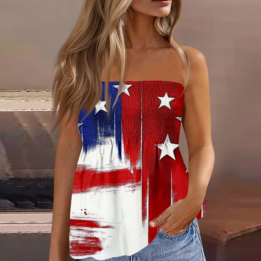 Tube Tops For Women,Cute Sexy Off Shoulder Print Sleeveless T-Shirt