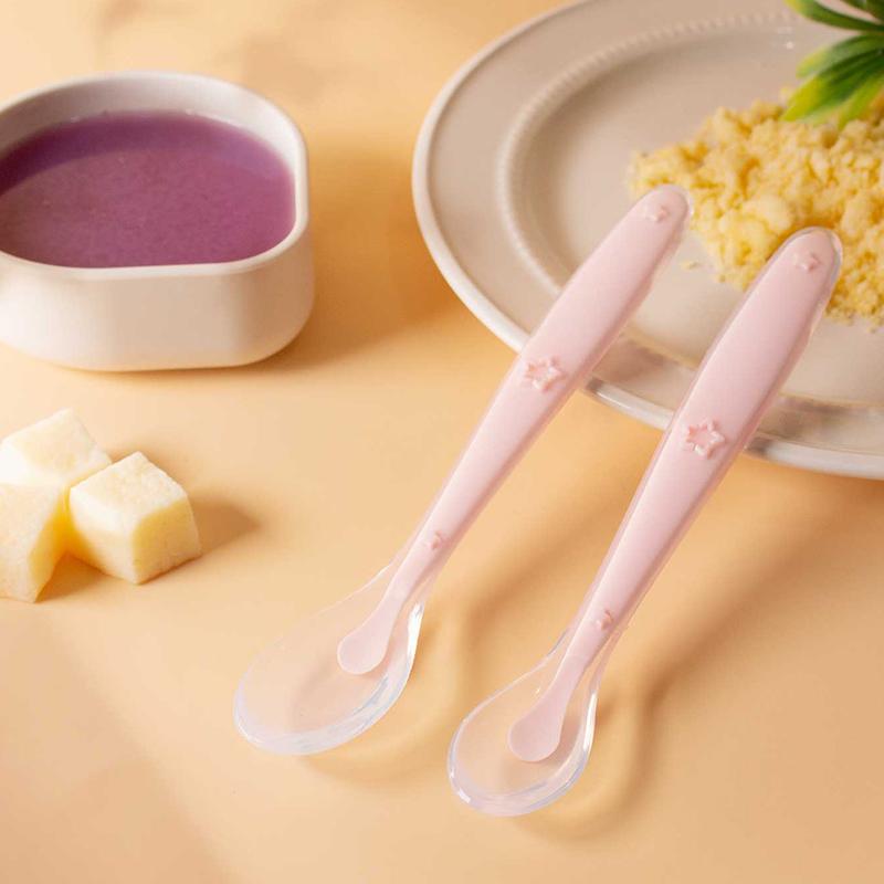 2pcs Baby Silicone Spoon Set Learning Spoon Set Stars Tableware Kids Soft Silicone Feeding Spoon Training Baby Reborn Silicone