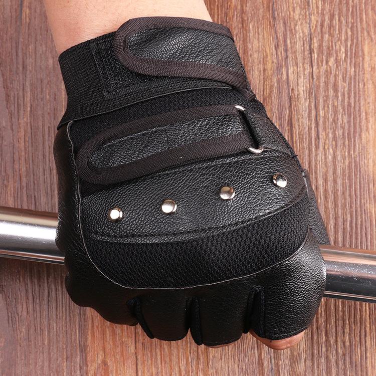 Half Finger Leather Gloves New Men and Women Sports Cycling Mountaineering Outdoor Motorcycle Sunshade Non Slip Fitness PU Gloves