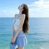 Super Fairy High Face Value Ins Pure Desire Style Sweet Split Skirt Bikini Swimming Suit Three-piece Set Conservative