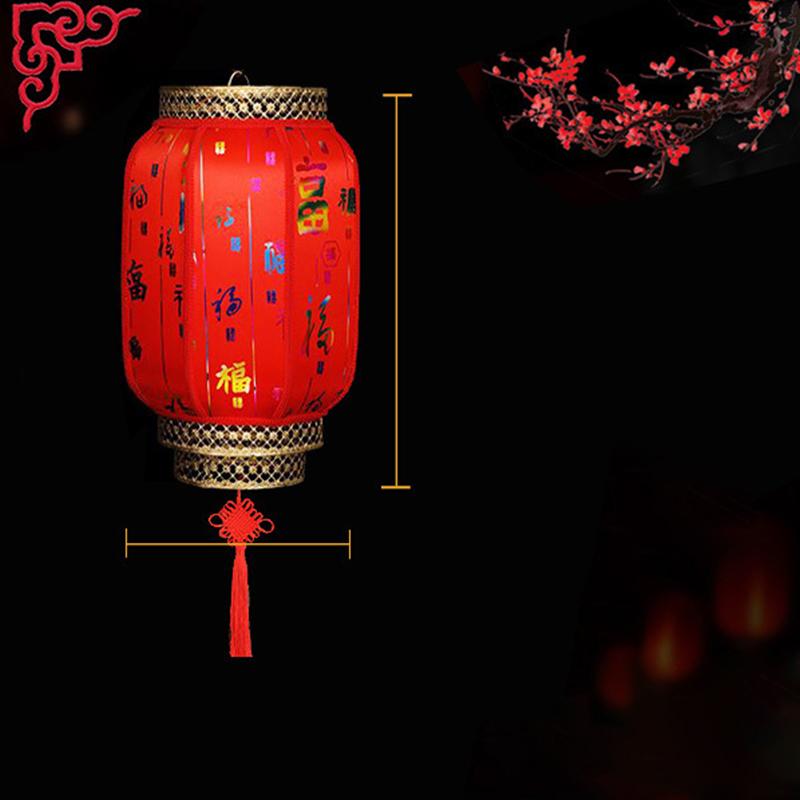 Chinese Retro Red Lantern Festival Printing Landscape Decorative Lanterns Outdoor Waterproof Sunscreen PVC New Year Lanterns