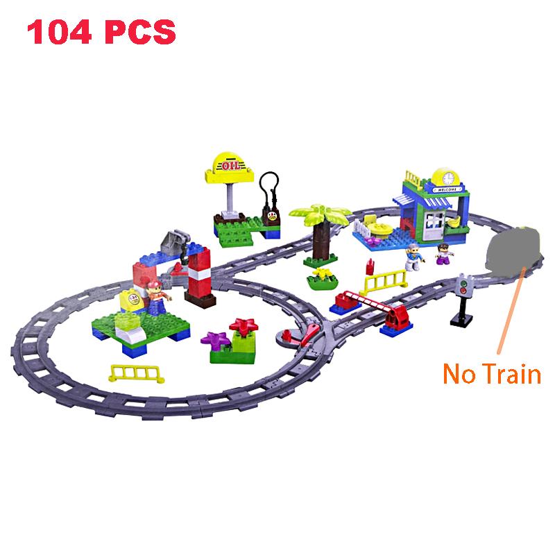 Non-Toxic Rail Transport Big Size Building Blocks Creative Track Accessories Assemble Toys For Children Bricks Compatible City Train Set