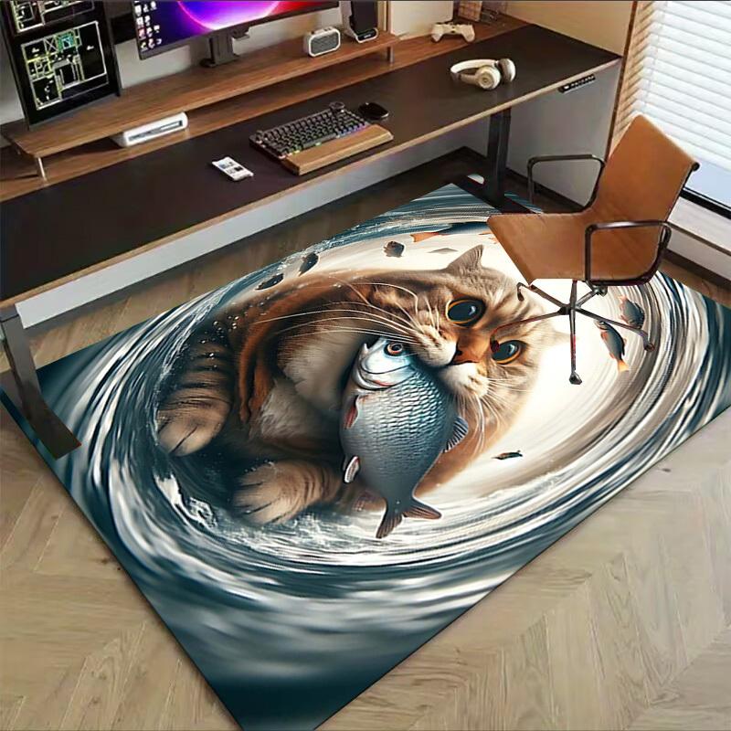 1PC cat fish Anti-slip carpet, suitable for Office, bedroomand playrooms. It can also be used as a sofa footrest cover-W89