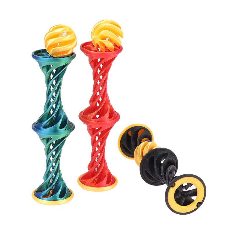 3D Printed Impossible Cone Pyramid Passthrough Sculpture Screw Rod Ball Release Stress Relief Toy