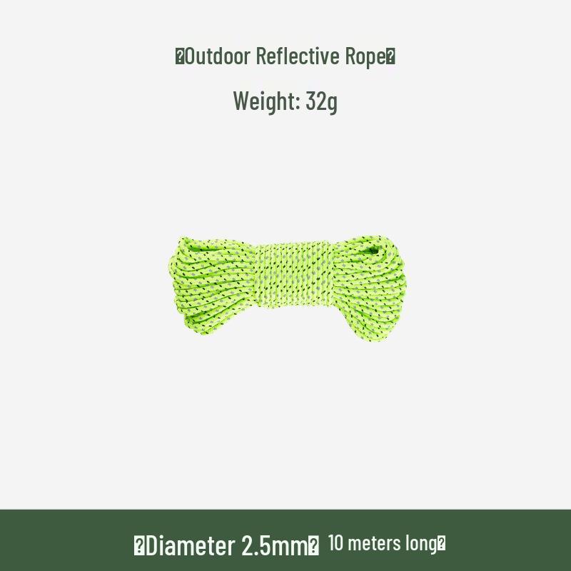 Reflective Glow-in-the-Dark Guyline: Windproof, Fluorescent Rope for Tent and Tarp Anchoring