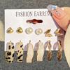 New Gold Color Big Circle Hoop Earring Set for Women Fashion Bohemia Vintage Pearl Earring Heart Zircon Ear Studs Jewelry Gifts