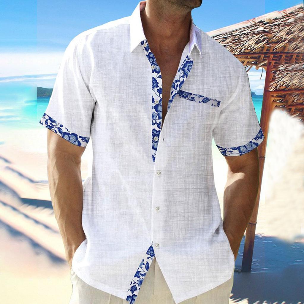 Hawaii-Hemd für Herren, Herren-Bowling-Hemden im Vintage-Stil, kurzärmelig, Sommer-Strandhemd