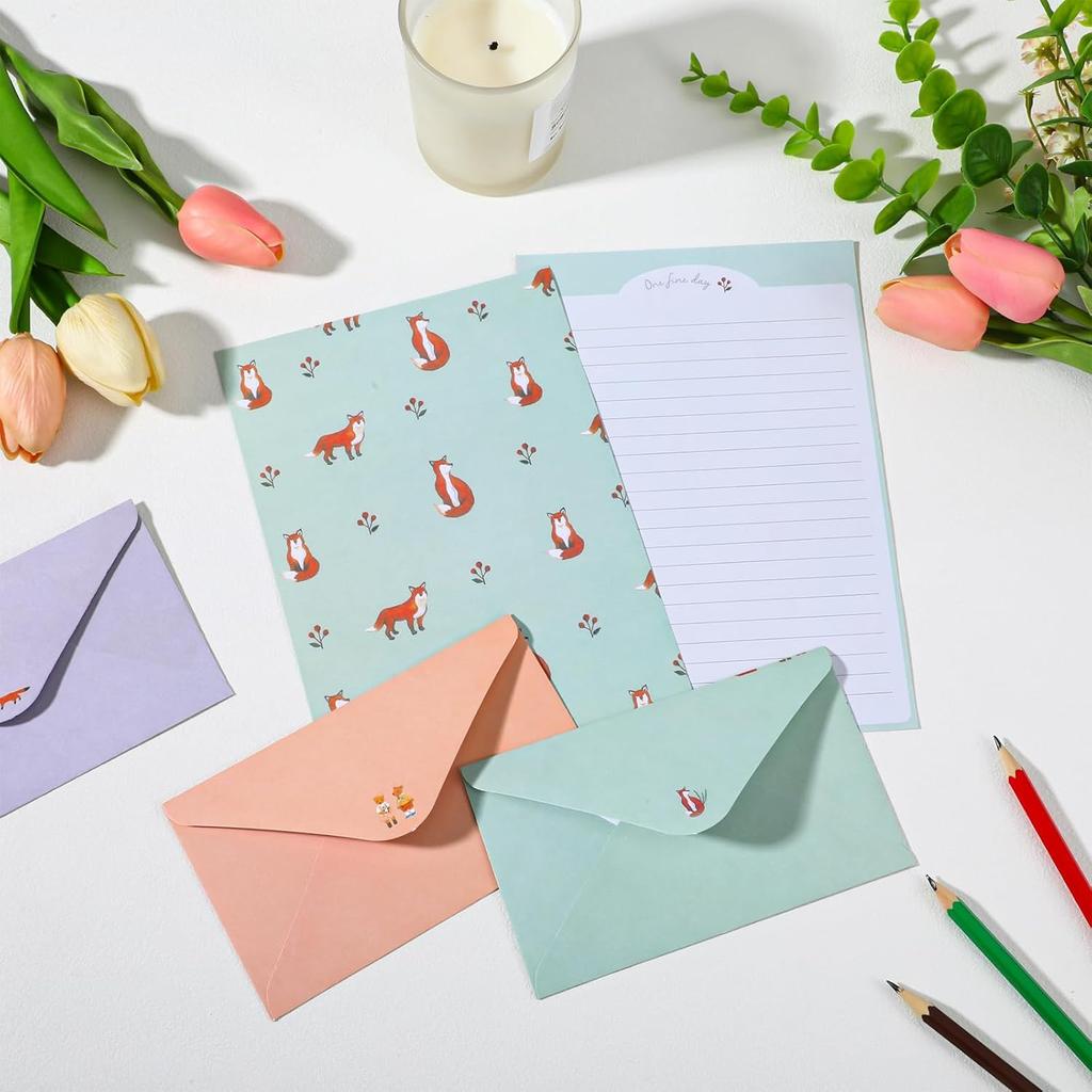 54Pcs Stationary Paper and Envelopes, Letter Writing Paper, Cute Writing Stationery Warm Floral Themed Stationary Kit, Lined Papers for Invitations
