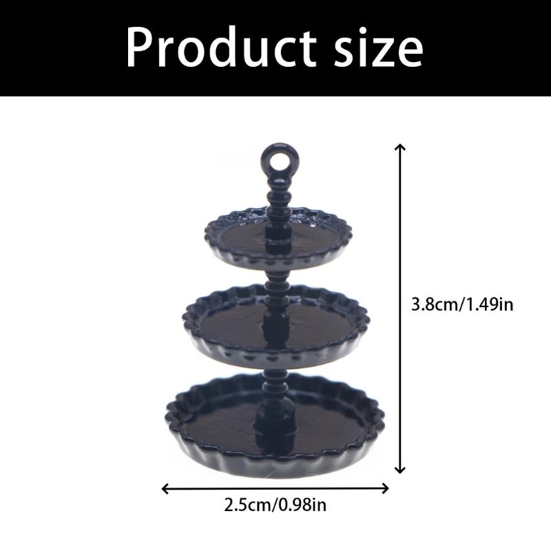 Mini Cake Stand For Dollhouses Simulation 3 Tiers Metal Design Lightweight Yet Stable Role Play Essential