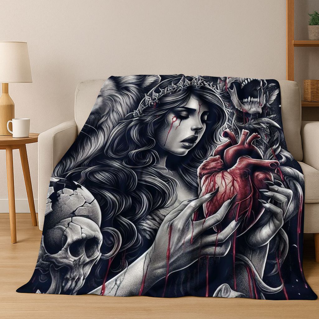26 Style Terrifying Ghost Spirit Apparition Specter Gothic Flannel Blanket,Cozy Soft Throw Blanket for Home Bedroom Bed Sofa