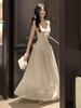 Women’s French White Polka Dot Strappy Dress - 2026 Summer/Spring Seaside Vacation Longwear