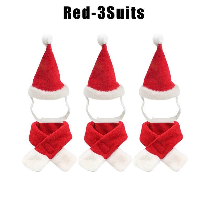 Cat Christmas Hat Scarf Set Festive Pet Costume for Small Animals Holiday Photo Props Cute Kitty Apparel Christmas Party Outfit