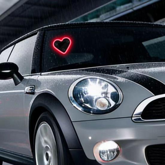 Solar Heart Shaped LED Car Light for Triangle Window Wireless Decorative Neon Lamp for Interior Exterior Suction Cup Mount Ambient Car Lighting