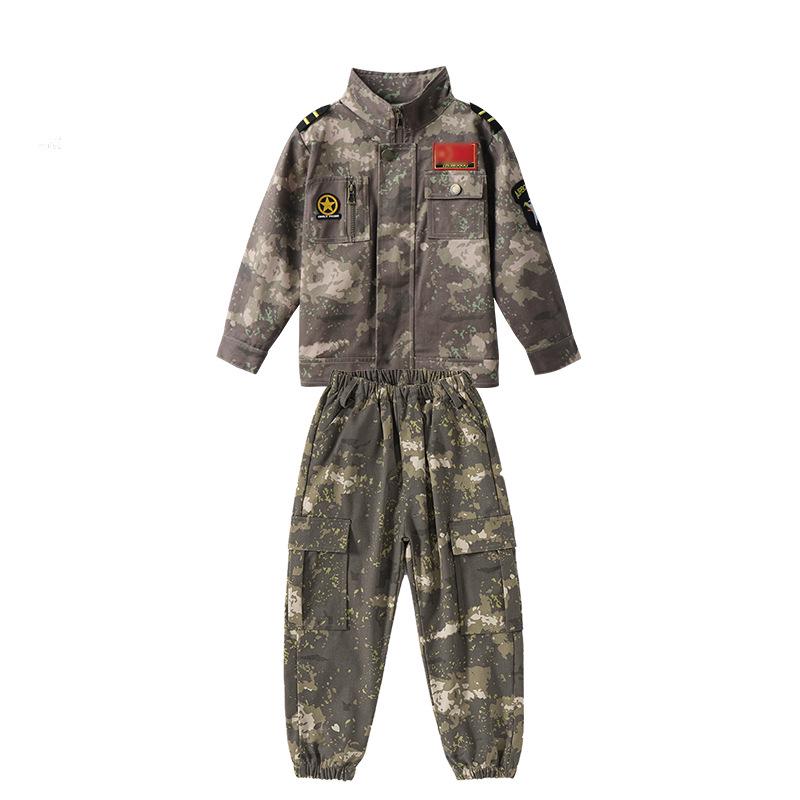 Kids' Summer Camo Uniform Set for Military Training and Outdoor Events - Unisex