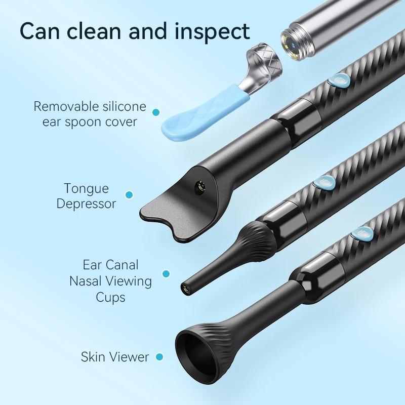 Wireless Ear Wax Removal With Camera Rechargeable Ear Cleaner 8 Megapixels Check Camera with 6 Pcs Ear Spoon Set Canal Clean