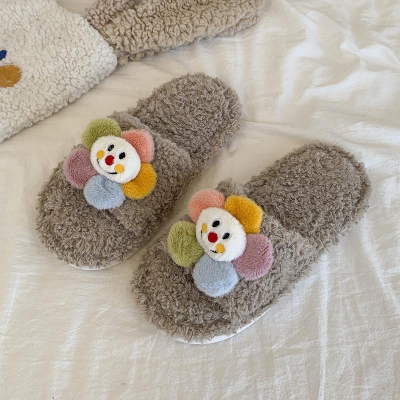 

Mao Mao slippers women wear four seasons air conditioning air-conditioned room warm cotton slippers cute cartoon one-word home slippers 36