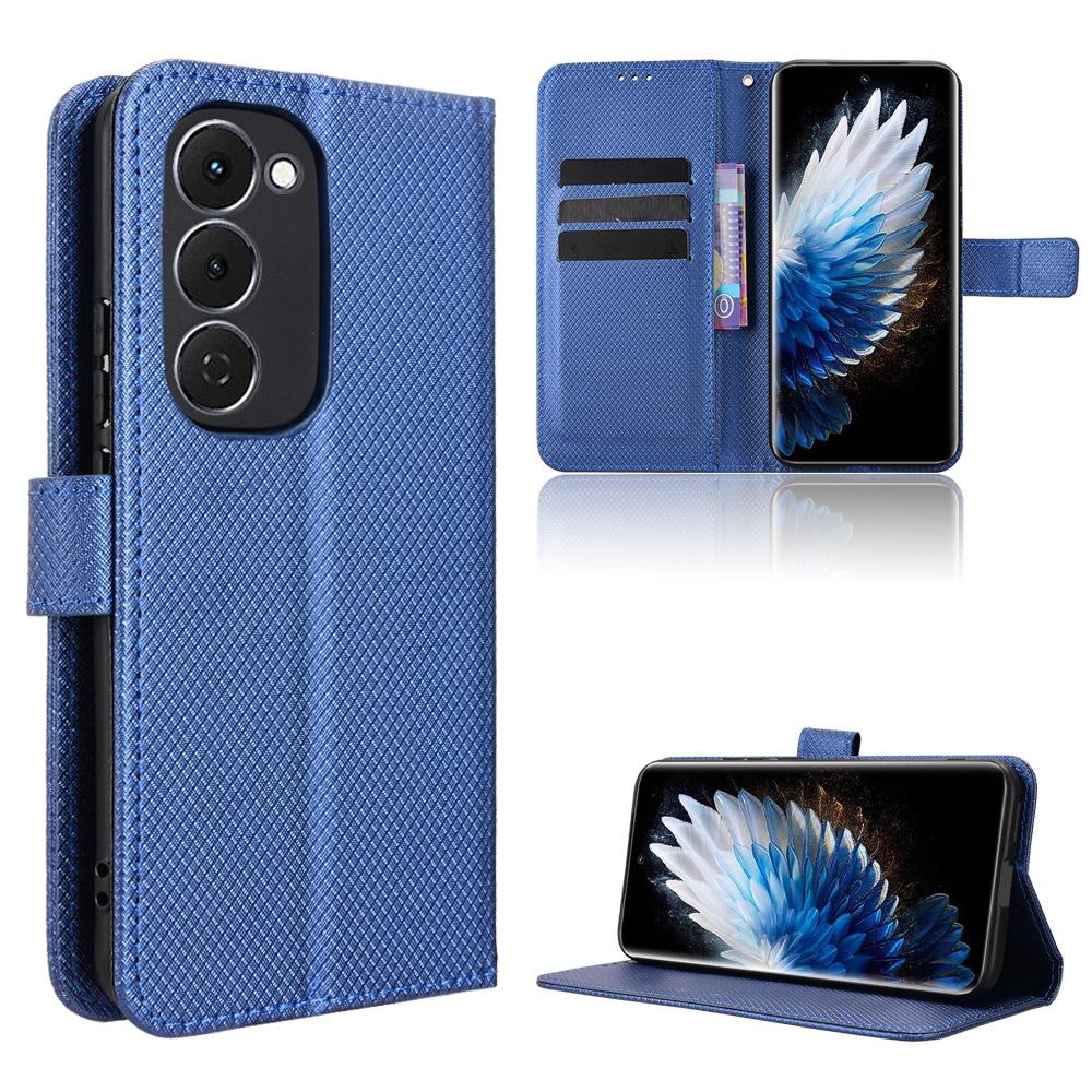 For TECNO Spark 40 Pro+ 4G Leather Wallet Case with Strap Diamond Texture Phone Cover