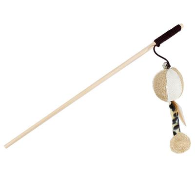 1PC Animal Design Cat Bell Toy Elastic Rod Stick Interactive Pet Playing Toys(Ball)