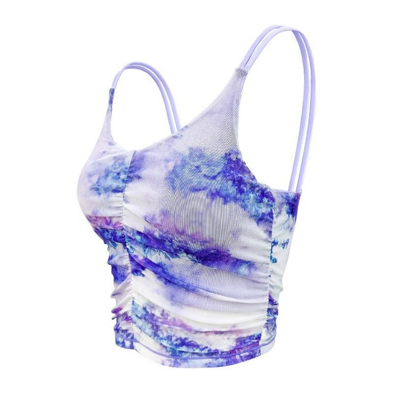 

Export Sports Intimates Women s Print Exercise Strap Beauty Back Vest Fixed One-Piece Chest Pad Yoga Bra Tops Provence purple vest M