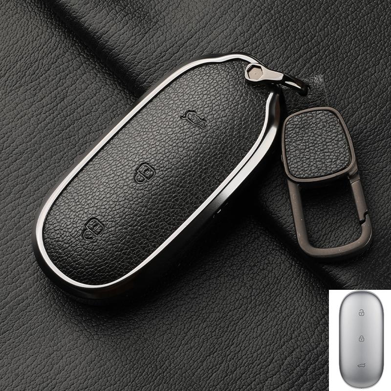 For Lixiang L9 L7 L8 L6 Key Fob Cover Leather Car Case Aluminum Buckle Alloy Keychain Accessories G4B7 Li Auto Inc