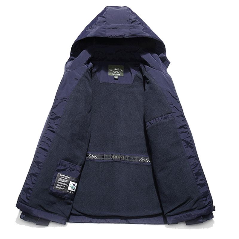 Men's Charge Quick-Drying Clothes Large Size Outdoor Autumn and Winter Medium and Long Fleece Hooded Jacket Jacket Top