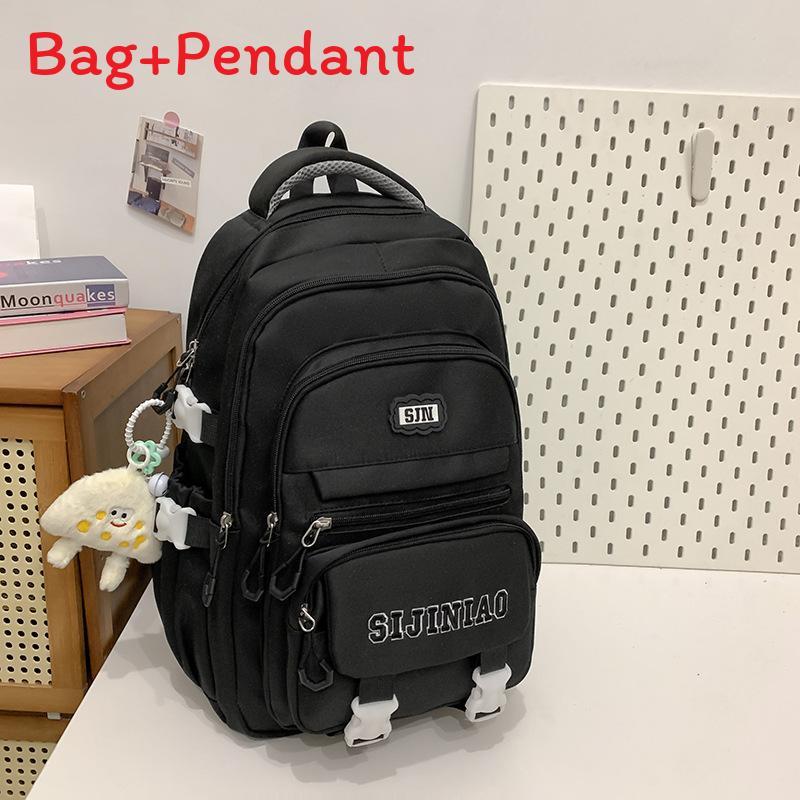 Large Capacity Nylon Student Backpack With Letter Pattern And Lightweight Design For Teens