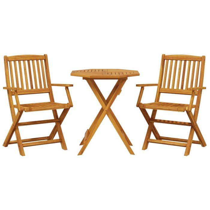 VidaXL Ensemble de bistro pliable 3 pcs bois d'acacia solide, ensemble de bistrot de jardin, ensemble de balcon, ensemble de 3295252