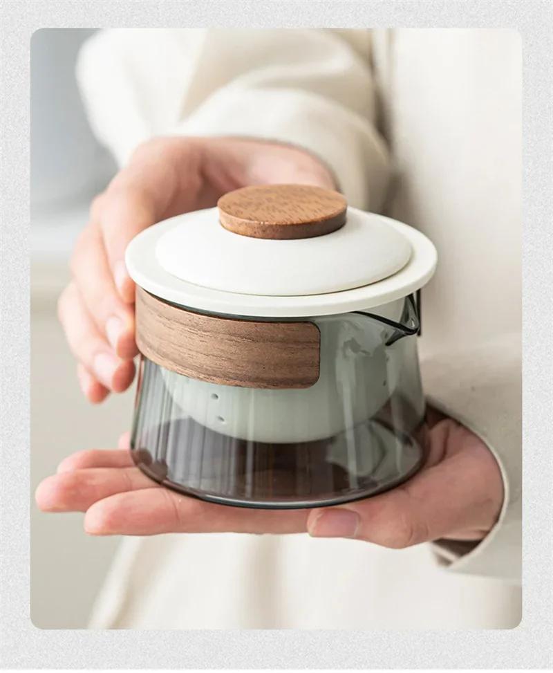 Portable Travel Tea Set with Bag – Ceramic Teapot and 3 Cups for Outdoor Camping & Home Brewing